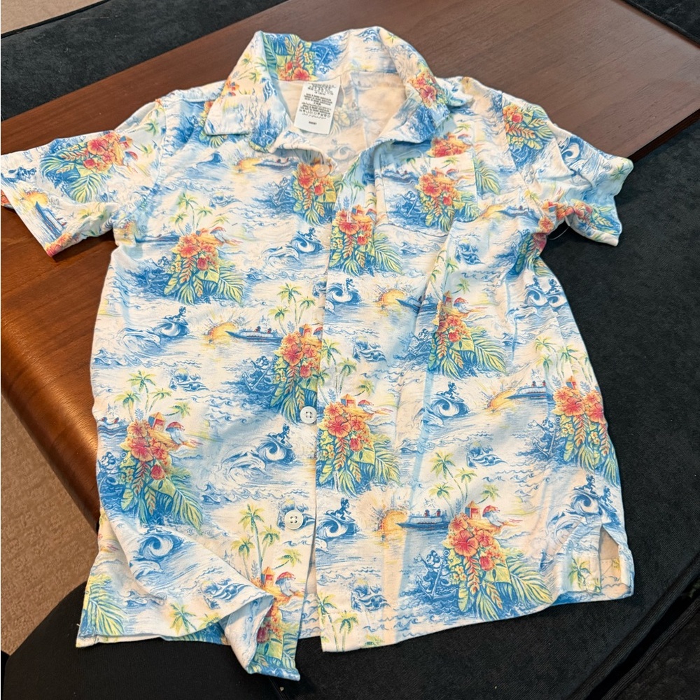 Disney Blue Tropical Button Down Shirt